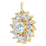 14K Gold Round Natural White Sapphire & Natural Diamond Halo-Style Necklace or Pendant – 3.5-6mm Stones - Yellow Gold - view 2