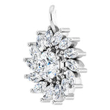 Platinum Round Natural White Sapphire & Natural Diamond Halo-Style Necklace or Pendant – 3.5-6mm Stones - view 2