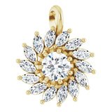 14K Gold Round Natural White Sapphire & Natural Diamond Halo-Style Necklace or Pendant – 3.5-6mm Stones - Yellow Gold