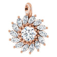 14K Gold Round Natural White Sapphire & Natural Diamond Halo-Style Necklace or Pendant – 3.5-6mm Stones - Rose Gold