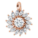 14K Gold Round Natural White Sapphire & Natural Diamond Halo-Style Necklace or Pendant – 3.5-6mm Stones - Rose Gold