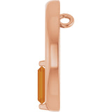 14K Gold Natural Citrine Straight Baguette Circle Necklace or Pendant - Rose Gold - view 3