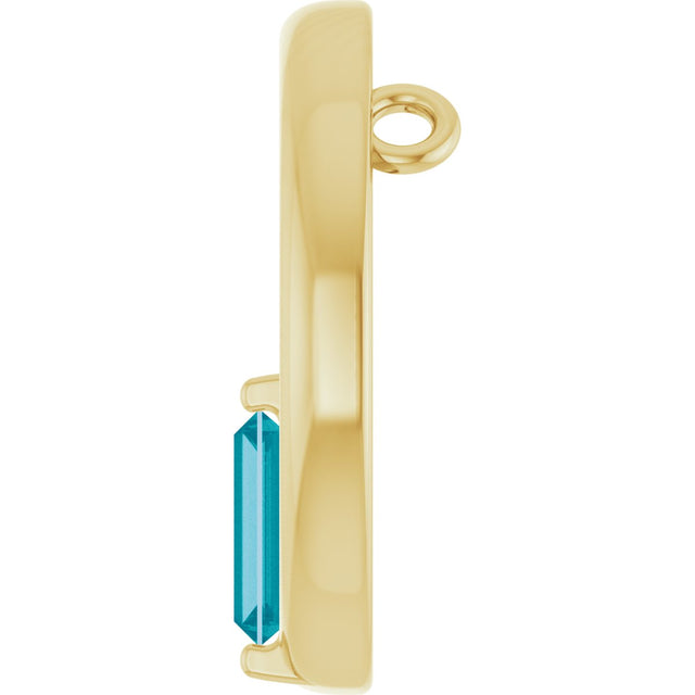 14K Gold Natural London Blue Topaz Straight Baguette Circle Necklace or Pendant - Yellow Gold - view 3
