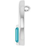 Platinum Natural London Blue Topaz Straight Baguette Circle Necklace or Pendant - view 3