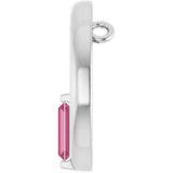 Platinum Natural Pink Tourmaline Straight Baguette Circle Necklace or Pendant - view 3
