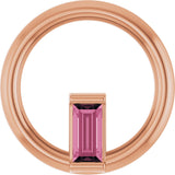 14K Gold Natural Pink Tourmaline Straight Baguette Circle Necklace or Pendant - Rose Gold