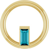 14K Gold Natural London Blue Topaz Straight Baguette Circle Necklace or Pendant - Yellow Gold