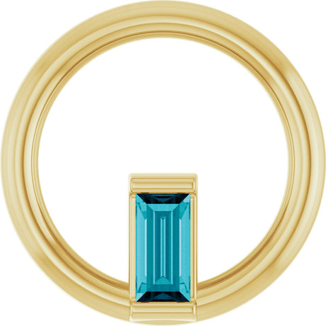14K Gold Natural London Blue Topaz Straight Baguette Circle Necklace or Pendant - Yellow Gold