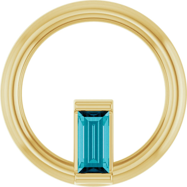 14K Gold Natural London Blue Topaz Straight Baguette Circle Necklace or Pendant - Yellow Gold