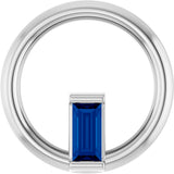 14K Gold Natural Blue Sapphire Straight Baguette Circle Necklace or Pendant - White Gold