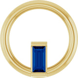 14K Gold Natural Blue Sapphire Straight Baguette Circle Necklace or Pendant - Yellow Gold