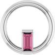 Platinum Natural Pink Tourmaline Straight Baguette Circle Necklace or Pendant