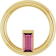 14K Gold Natural Pink Tourmaline Straight Baguette Circle Necklace or Pendant - Yellow Gold