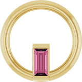14K Gold Natural Pink Tourmaline Straight Baguette Circle Necklace or Pendant - Yellow Gold