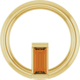 14K Gold Natural Citrine Straight Baguette Circle Necklace or Pendant - Yellow Gold
