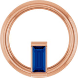 14K Gold Natural Blue Sapphire Straight Baguette Circle Necklace or Pendant - Rose Gold