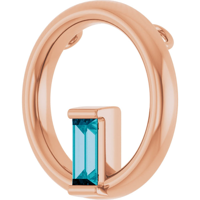14K Gold Natural London Blue Topaz Straight Baguette Circle Necklace or Pendant - Rose Gold - view 2