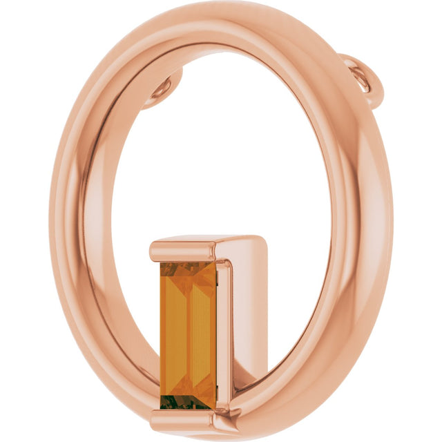 14K Gold Natural Citrine Straight Baguette Circle Necklace or Pendant - Rose Gold - view 2