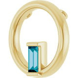 14K Gold Natural London Blue Topaz Straight Baguette Circle Necklace or Pendant - Yellow Gold - view 2