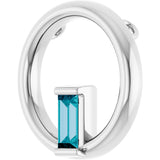 Platinum Natural London Blue Topaz Straight Baguette Circle Necklace or Pendant - view 2