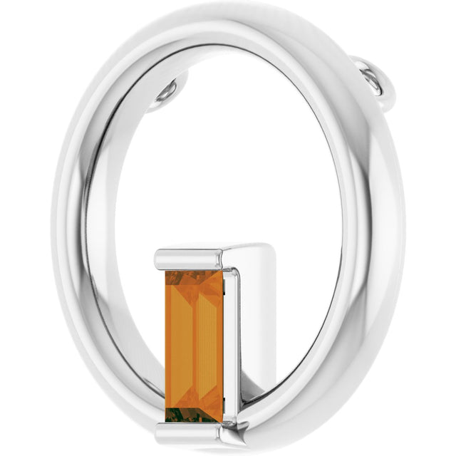 Platinum Natural Citrine Straight Baguette Circle Necklace or Pendant - view 2