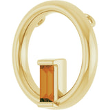14K Gold Natural Citrine Straight Baguette Circle Necklace or Pendant - Yellow Gold - view 2