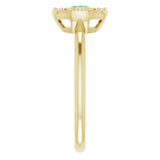 14K Gold Round Natural Tsavorite Garnet & Natural Pink Tourmaline Compass Ring - Yellow Gold - view 4