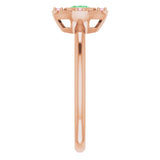 14K Gold Round Natural Tsavorite Garnet & Natural Pink Tourmaline Compass Ring - Rose Gold - view 4