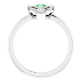 Platinum Round Natural Tsavorite Garnet & Natural Pink Tourmaline Compass Ring - view 2