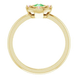 14K Gold Round Natural Tsavorite Garnet & Natural Pink Tourmaline Compass Ring - Yellow Gold - view 2