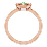 14K Gold Round Natural Tsavorite Garnet & Natural Pink Tourmaline Compass Ring - Rose Gold - view 2