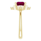 14K Gold Square Natural Rhodolite Garnet & Natural Diamond Geometric Ring - Yellow Gold - view 4