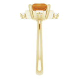14K Gold Square Natural Citrine & Natural Diamond Geometric Ring - Yellow Gold - view 4