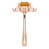 14K Gold Square Natural Citrine & Natural Diamond Geometric Ring - Rose Gold - view 4
