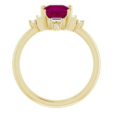 14K Gold Square Natural Rhodolite Garnet & Natural Diamond Geometric Ring - Yellow Gold - view 2