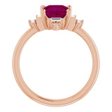 14K Gold Square Natural Rhodolite Garnet & Natural Diamond Geometric Ring - Rose Gold - view 2