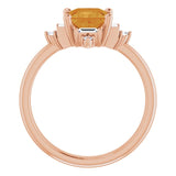 14K Gold Square Natural Citrine & Natural Diamond Geometric Ring - Rose Gold - view 2