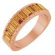 14K Gold Straight Baguette Natural Citrine Channel-Set Baguette Ring - Rose Gold