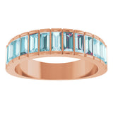 14K Gold Straight Baguette Natural Sky Blue Topaz Channel-Set Baguette Ring - Rose Gold - view 3
