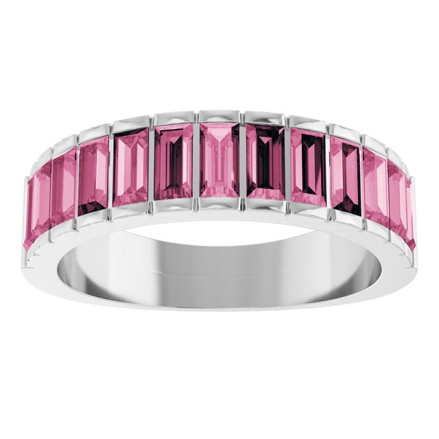 14K Gold Straight Baguette Natural Pink Tourmaline Channel-Set Baguette Ring - White Gold - view 3