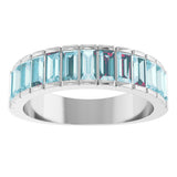 14K Gold Straight Baguette Natural Sky Blue Topaz Channel-Set Baguette Ring - White Gold - view 3