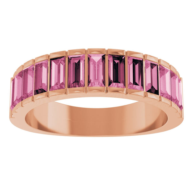 14K Gold Straight Baguette Natural Pink Tourmaline Channel-Set Baguette Ring - Rose Gold - view 3