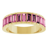 14K Gold Straight Baguette Natural Pink Tourmaline Channel-Set Baguette Ring - Yellow Gold - view 3