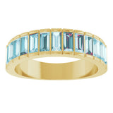 14K Gold Straight Baguette Natural Sky Blue Topaz Channel-Set Baguette Ring - Yellow Gold - view 3