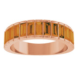 14K Gold Straight Baguette Natural Citrine Channel-Set Baguette Ring - Rose Gold - view 3
