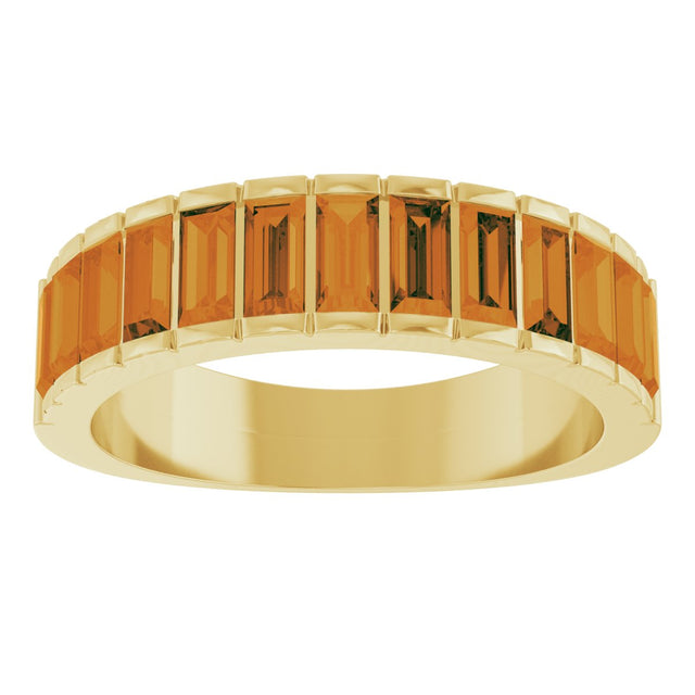 14K Gold Straight Baguette Natural Citrine Channel-Set Baguette Ring - Yellow Gold - view 3