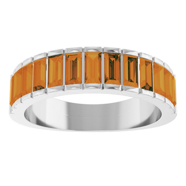 14K Gold Straight Baguette Natural Citrine Channel-Set Baguette Ring - White Gold - view 3