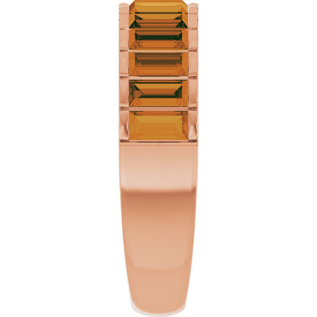 14K Gold Straight Baguette Natural Citrine Channel-Set Baguette Ring - Rose Gold - view 4