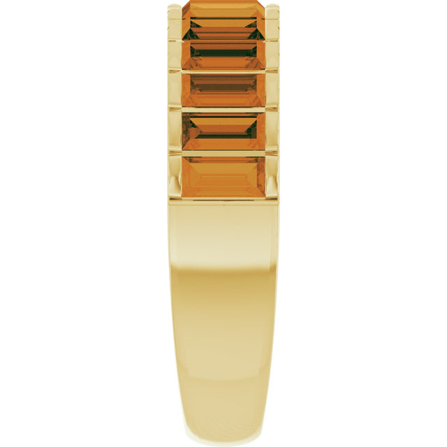 14K Gold Straight Baguette Natural Citrine Channel-Set Baguette Ring - Yellow Gold - view 4