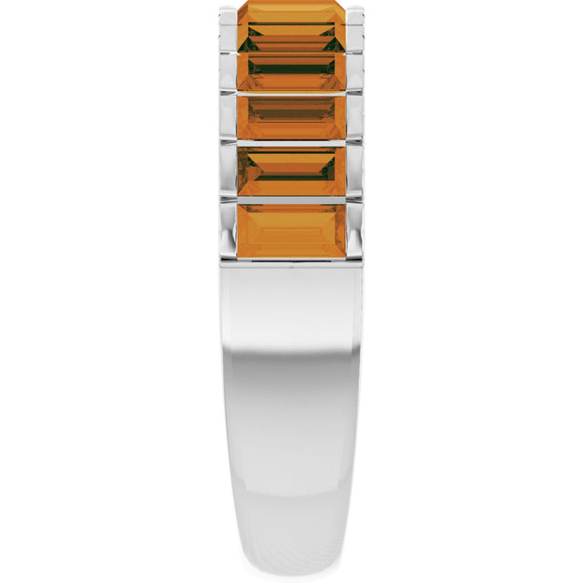 14K Gold Straight Baguette Natural Citrine Channel-Set Baguette Ring - White Gold - view 4